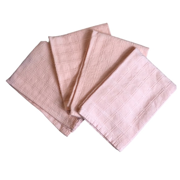 4 Cloth Napkins Set Pink Cotton Vintage 14.5 X 17.5” Spring Easter Table Decor - Picture 4 of 4